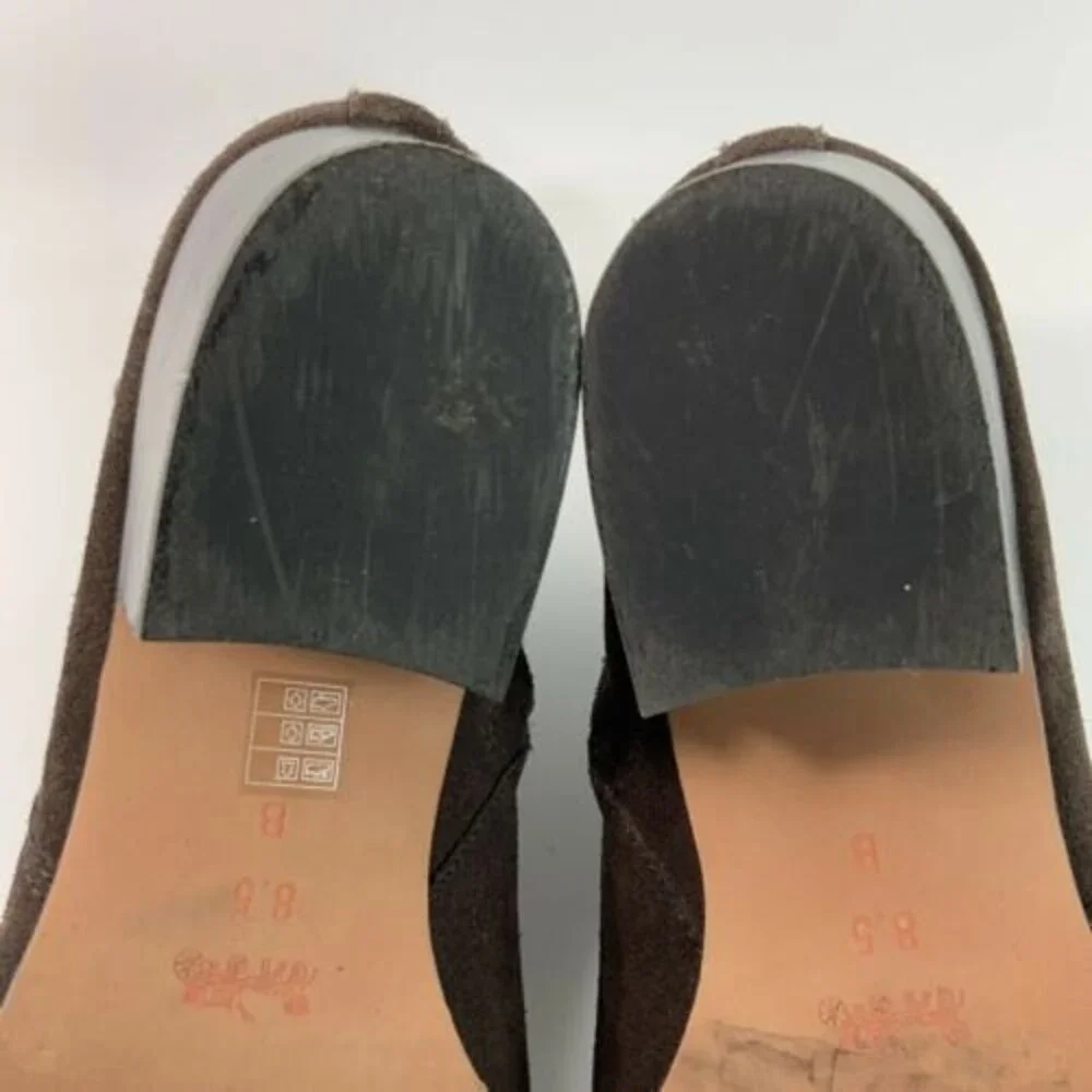 Coach Suede Signature Coach Lock Harness Block Heel 8.5